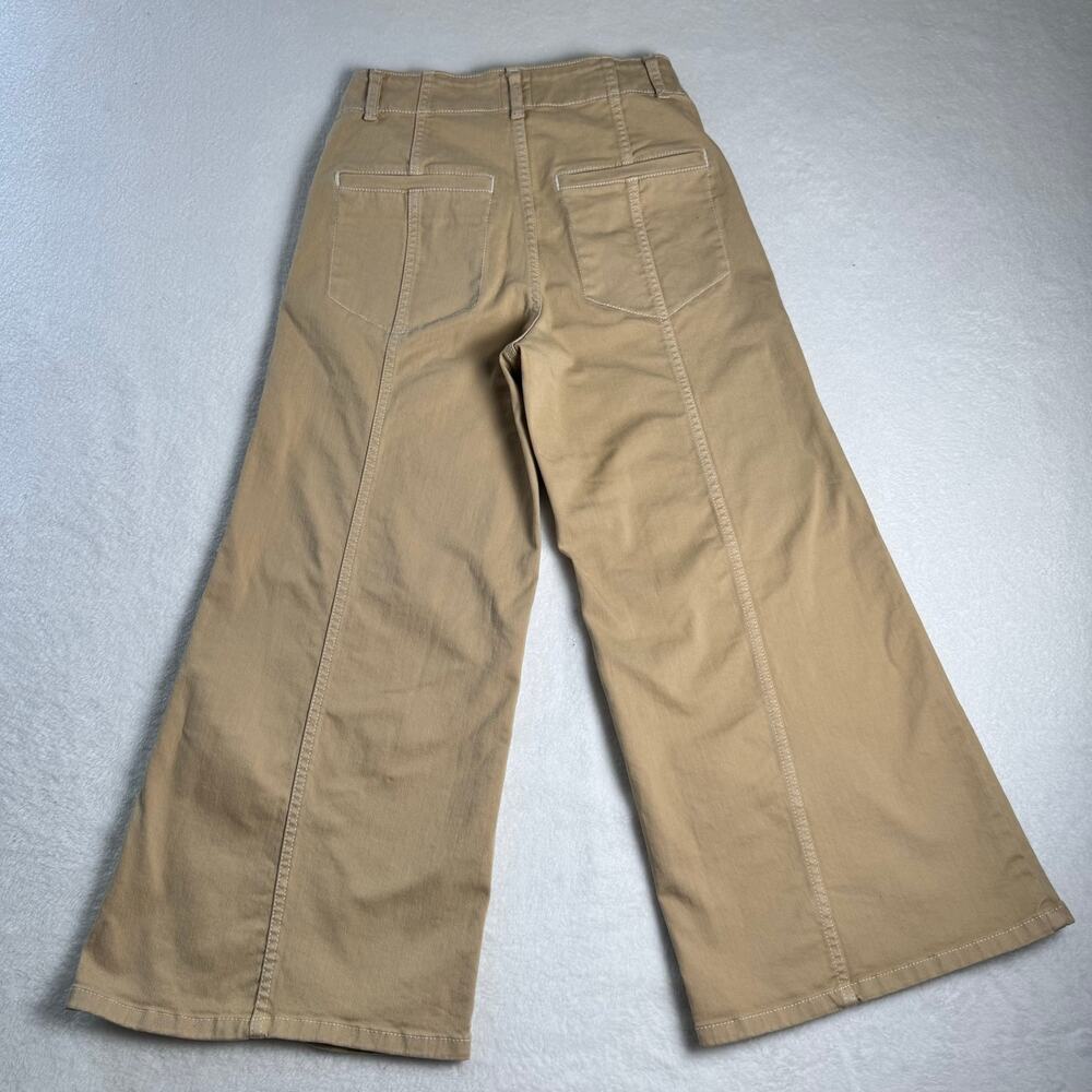 Maeve Wide-Leg Cropped Canvas Pants in Khaki - Picture 4 of 11